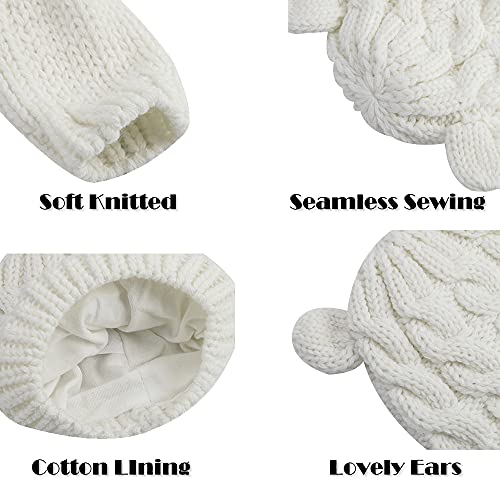 Fynnsure Baby Hat Glove Set Soft Newborn Mittens Baby Girl Boys Knitted Toddler Cap Infant Winter Beanie Mitten Sets White S #TOP3