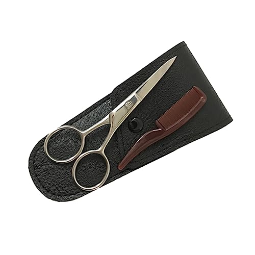 VICASKY 1Set Stainless Steel Beard Trimming Scissors Kit with Comb for Precision Grooming for Barbershops Home Use Durable Portable Care Accessory