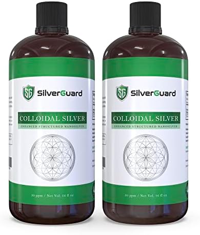 SilverGuard Enhanced Colloidal Silver Liquid Immune Support Supplement—30ppm Pure & Natural Structured Silver Water—Organic Colloidal Silver Solution—32 oz (16 oz 2 Pack)