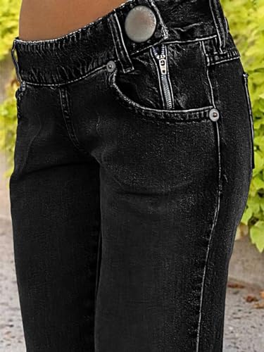 Flamingals Low Rise Flare Jeans for Women Trendy Y2K Button Side Bell Bottom Bootcut Jeans4