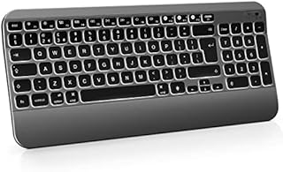 Bluetooth Illuminated Keyboard for Mac, Multi-device 1800mAH Rechargeable Backlight Keyboards Full Size UK QWERTY Layout for iMac Macbook iPad iPhone with Mac OS iOS Systems, Black and Dark Grey