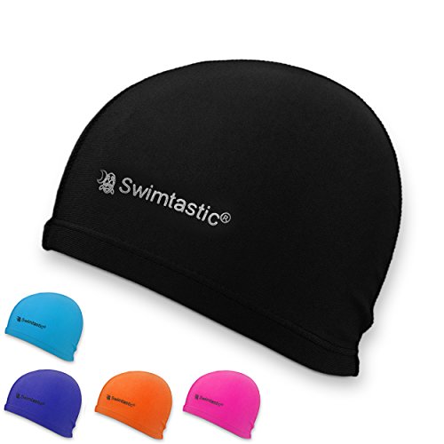 Swimtastic Lycra Swim Cap - 5 Stylish Colors to Choose from (Black)