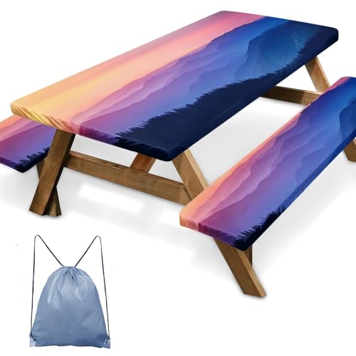 Britown Picnic Table Cover with Bench Covers, Nature, 3 Pack, 72 Inch