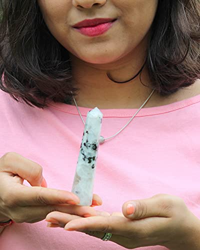 Jet Genuine Exquisite Rainbow Moonstone Obelisk Tower Jumbo 8 Facet Free Booklet Jet International Crystal Therapy Aura Rock Crystal Natural Polished Earth Spirit Balance Point Gemstone Spiritual Chakra Balancing Psychic Gift Therapy Massage Healing Vibration Wand Grounding Nurturing Reiki Energy Positive Wish Intuition Protection Table Display #TOP6