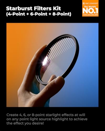 Image of K&F Concept 82mm Star Filters Kit (3pcs) 4 Points 6 Points 8 Points Cross Screen Starburst Filters Set -18 Layer Coating Ultra Slim Optical Glass Camera Lens Filter with 3 Cleaning Cloth