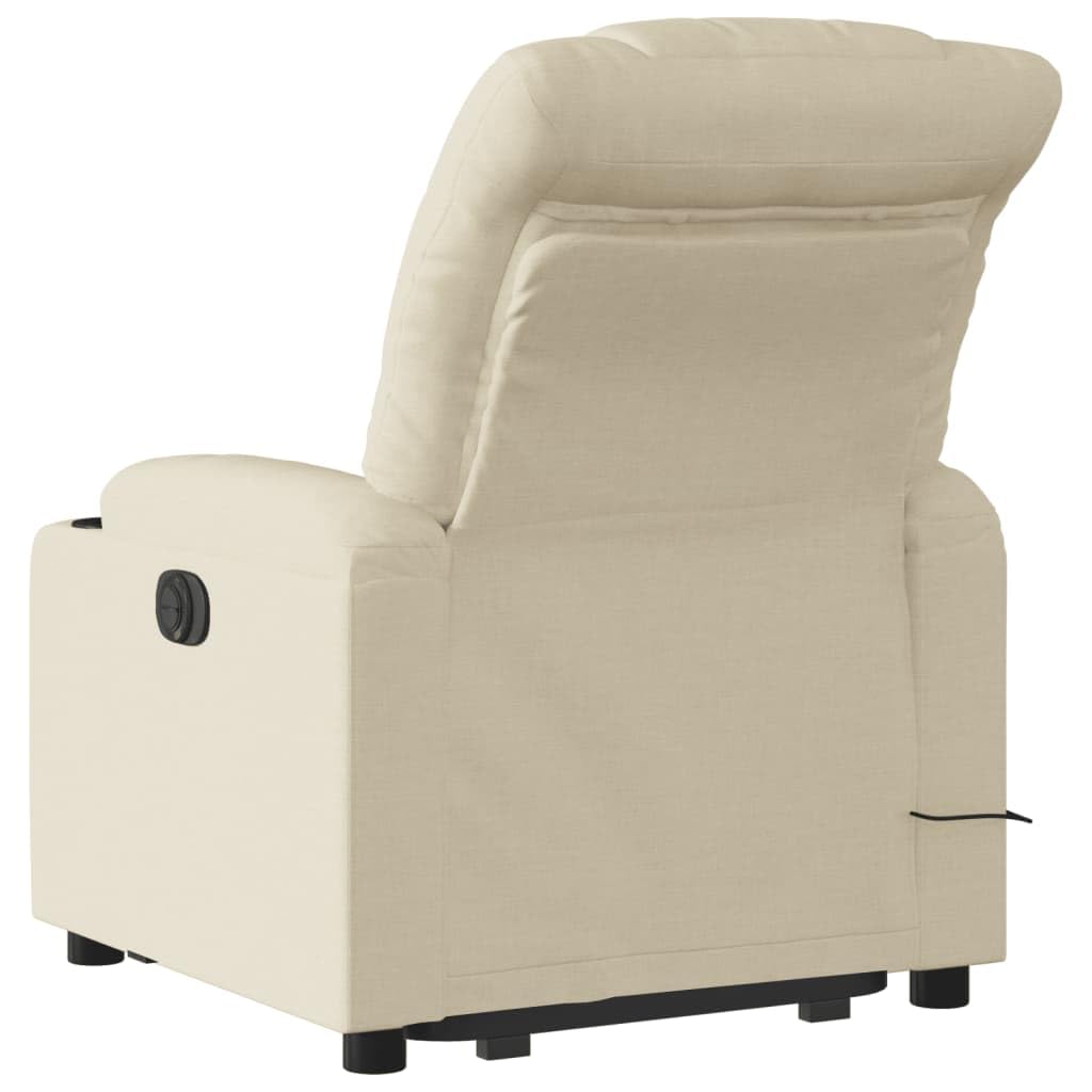 Poltrona massaggiante con supporto per alzarsi, tessuto crema, elettrica, funzione relax, vibrazione a 6 punti, comoda esperienza di seduta per soggiorno, camera da letto, portata 110 kg