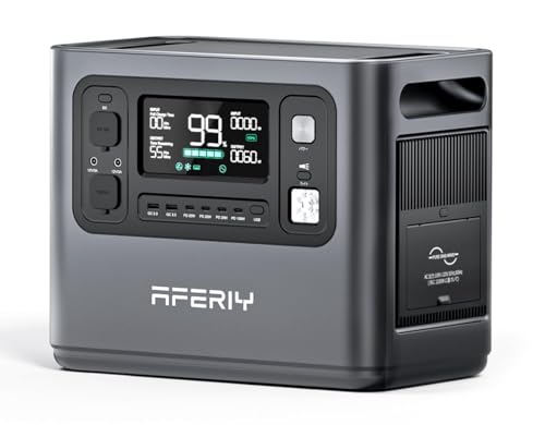 AFERIY Generador Eléctrico Portátil De 1200 W, Generador Eléctrico De 960 Wh Con Batería Lfp, Carga Rápida En 1 Hora, Salida De 220 V-240 V, Sai, Generador Solar Para El Hogar/Camping/Trabajo