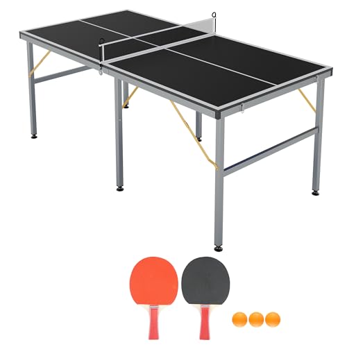 GarveeLife Professional Outdoor Table Tennis Tables,6x3FT Indoor/Outdoor Portable Ping Pong Table Game with Net for Adults/Teens,2 Table Tennis Paddles and 3 Balls
