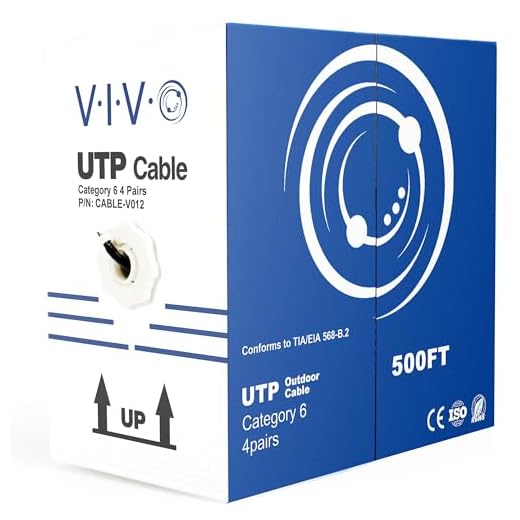 VIVO Black 500ft Bulk Cat6, CCA Ethernet Cable, 23 AWG, UTP Pull Box, Cat-6 Wire, Waterproof, Outdoor, Direct Burial CABLE-V012