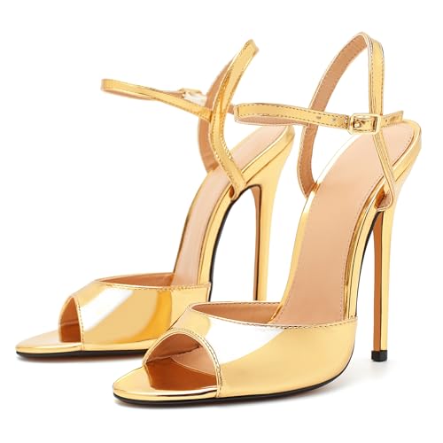 Unisex Men's Women's Strappy Sandals Heels Stiletto Patent Leather High Heeled Sandals Party Shoes2