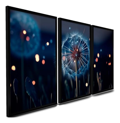 Quadros Decorativos Grande Dente De Leão Azul Sala Hall Escritório