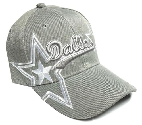 RMW Dallas City Gray Fully Embroidered Hat Cap Cowboy Star Adult Men's Adjustable