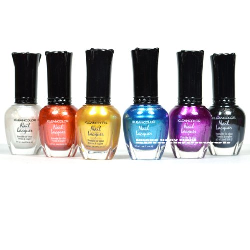 Kleancolor Nail Polish METALLIC SET #02 Lot of 6 Lacquer + Free ZipBag