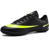 luluboy Men's Training Soccer Shoes Football Cleats Spikes Lace-Up Indoor Outdoor TF Turf Running Sneaker Black EU 44 US 10