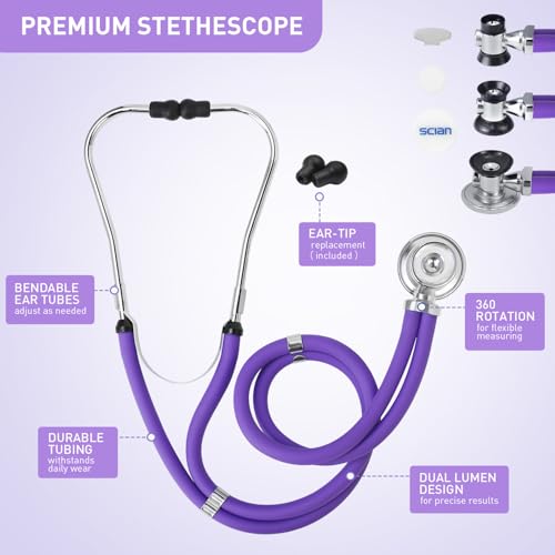 Scian 13 Pcs Stethoscope Case Kits, Portable First Aid Kit Bag with Medical Scissor, Nurse Accessories for Work (Purple) - Thumbnail 5