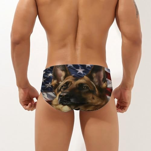 American Flag German Shepherd Mens Swim Briefs Sexy Bikini Swimwear Print Swimsuit Bathing Suit Beach Shorts Underwear2