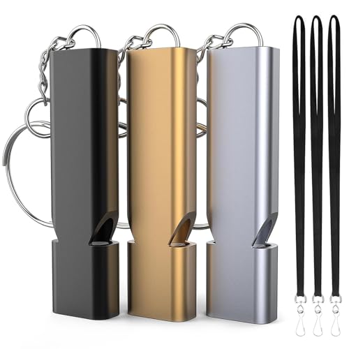 Emergency Whistles 3-Pack with Lanyard Keychain
