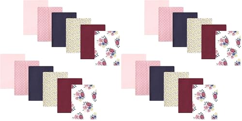 Image of Hudson Baby Unisex Baby Cotton Flannel Burp Cloths Bundle, Blush Navy Floral, One Size (Pack of 2)