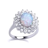 Jewelco London Ladies Sterling Silver oval Opal Royal Cluster Cluster Ring