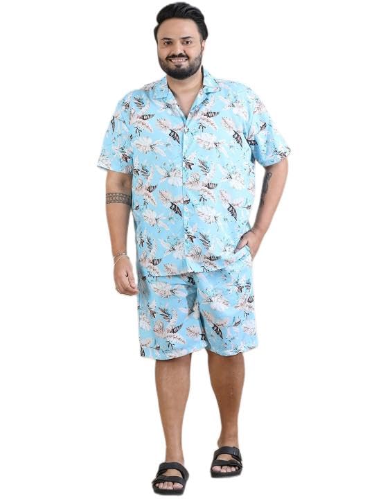 Plus Size Printed Short Sleeves Shirt & Shorts Set-image-33