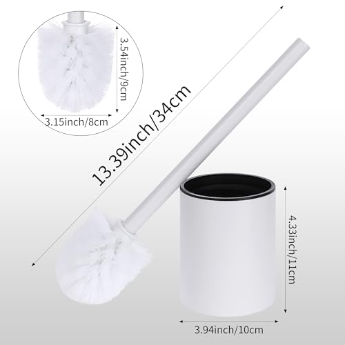 Image of Stainless Steel Toilet Bowl Brush and Holder Wall Mounted Bathroom Essentials Small Scrubber 360 Degree Toilet Brush Head 1 Pack White