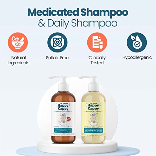Happy Cappy Shampoo Bundle, Manage Cradle Cap, Seborrheic Dermatitis, Dandruff, And Dry, Itchy, Sensitive Eczema Prone Skin For All Ages, Two 8 Oz Bottles #TOP2
