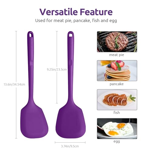 Image of U-Taste Silicone Turner Cooking Spatula, 13.6 inch Long /3.7 inch Wide, Purple