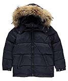 eddie pen daunenjacke Abnehmbare Kapuze+echtes Fell (durch Druckknopfverschluss), vorne mit Reißverschluss, diverse Taschen, Wind+Wasser undurchlässig, Gefüttert.