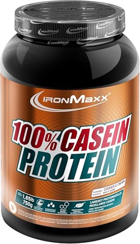 IronMaxx 100% Casein Proteinpulver - 750g Dose - Cookies & Cream | Fitness Shake mit reinem Casein und wertvollen Aminosäuren, Langes Sättigungsgefühl
