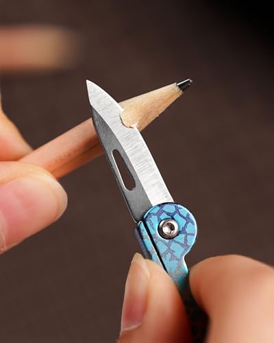 Image of KeyUnity KK05 Titanium Mini Pocket Knife, 1.06-Inch Blade, Crackle | Lightweight EDC Knife for opening packages and snack wrappers, removing clothing tags, and handling everyday tasks