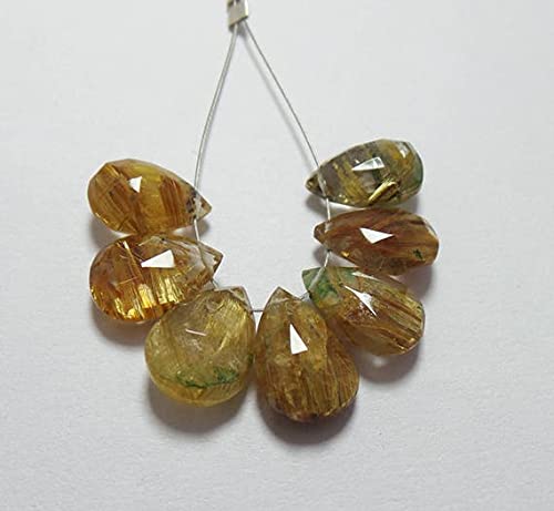 Quartz rutile doré naturel LKBEADS perles poires facettées 12x8mm