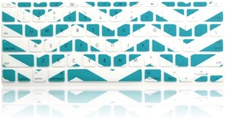 TOP CASE White Chevron Series Zig-Zag Silicone Keyboard Cover Skin Compatible with New MacBook Air 11" + TOP CASE Mouse Pad (New MacBook Air 11", Aqua Blue and White)