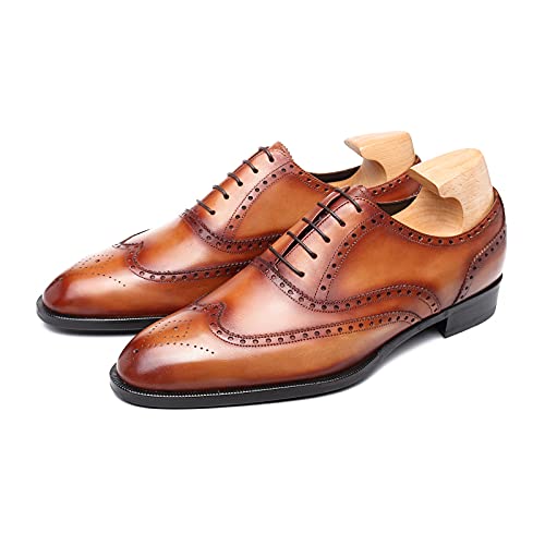 Mens' Oxford imponente feito à mão imposto moderno italiano couro legítimo brogue pontas de cadarço