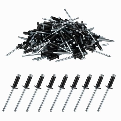 50 remaches ciegos de acero inoxidable (4,8 mm x 12 mm), resistentes a la corrosión, resistentes al calor, conexión fuerte para aplicaciones interiores y exteriores (negro)