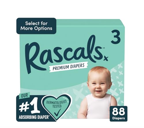 Image of Rascals Premium Diapers Size 3, 88 Count