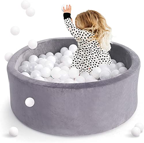 Image of little dove Kiddie Ball Pit Pool Playpen - Indoor Playpen Premium Handmade Kiddie Balls Pool - Grey