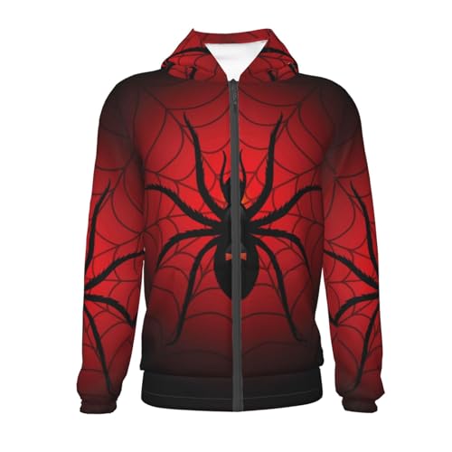 Spider on the Web Kids Pullover Hoodies Boys Zip Up Sweatshirts Girls Athletic Clothes with Pocket2