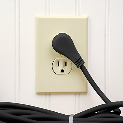Bindmaster 30 Feet Extension Cord/Wire, 3 Prong Grounded, 3 Outlets, Angled Flat Plug, Black #TOP1