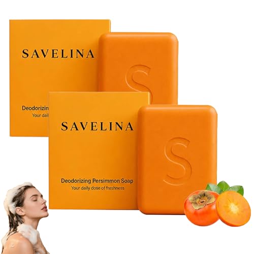 Safelina Kaki Seife - Frisches Hautgefühl mit den Jahren Natürliches Alkalisches Savelina Kaki Seife für ältere Jeder 100G (2 stück)