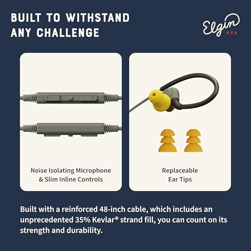 Image of Elgin Rumble Wired Earplug Headphones, Waterproof Earbuds w /Mic
