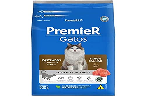 PremieR Pet Ambientes Internos Ração Seca para Gatos Castrados 6 meses a 6 Anos Sabor Salmão 7,5kg