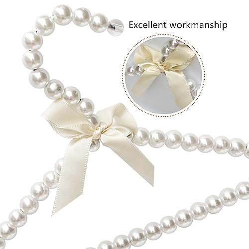 Awagas 6Pack Pet Clothes Hangers Mini Pearl Hangers Pearl Baby Hangers Faux Pearl Beaded Elegant Garment Clothes Hangers With Ribbon Bowknot For Pet Dog Cat Small Baby Kids Children (White) #TOP5