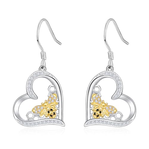 Boucles d'oreilles abeille en argent, cadeau idéal d'anniversaire et fête des mères