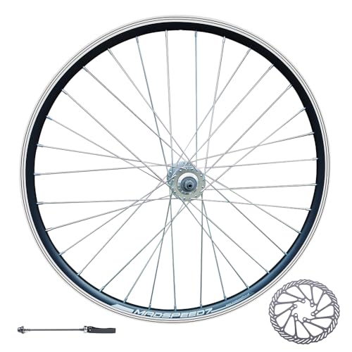 Madspeed7 QR 700c 28 (ETRTO 622x19) Hybrid Bike FRONT Wheel - 160mm Disc Brake Rotor - Sealed Bearings Hub 9x100mm QR (Very Smooth Hub) – Double Wall Rim – 32x Silver Spokes
