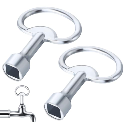 simarro 2 Stück Vierkantschlüssel Steckschlüssel Universal, Metall Dreieck Wasserhahn Schlüssel 8mm, Heizung Entlüftungsschlüssel für Heizkörper Mülltonne Aufzug Elektrokasten Gas Wasser Stromzähler