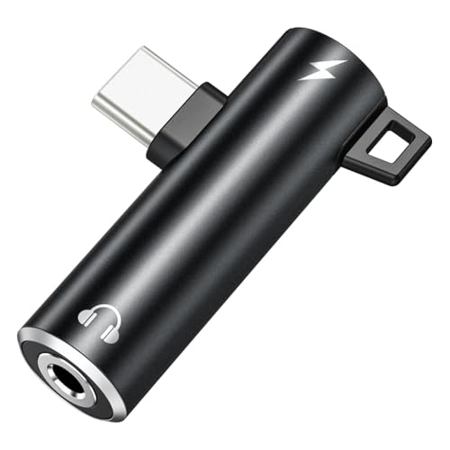Image of Verilux 2 in 1 Type C to Type C & 3.5mm Jack Audio Adapter, USB C Male to Female Charging Adapter, Right Angle Design, Travel Compact
