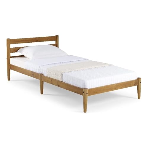 Mid-Century Modern Platform Bed/Solid Wood/Slat Headboard/Mattress Foundation Of 10 Wood Slats - No Box Spring Needed/Easy Assembly, Mult. Colors, Twin (Castanho) #TOP23