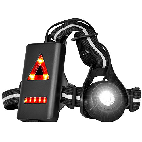 Night Running Lights with Back Warning Light, Reflective LED Running Chest Light with Adjustable Beam for Runners, Jogging, Cycling, Outdoor (Include Ankle Support)