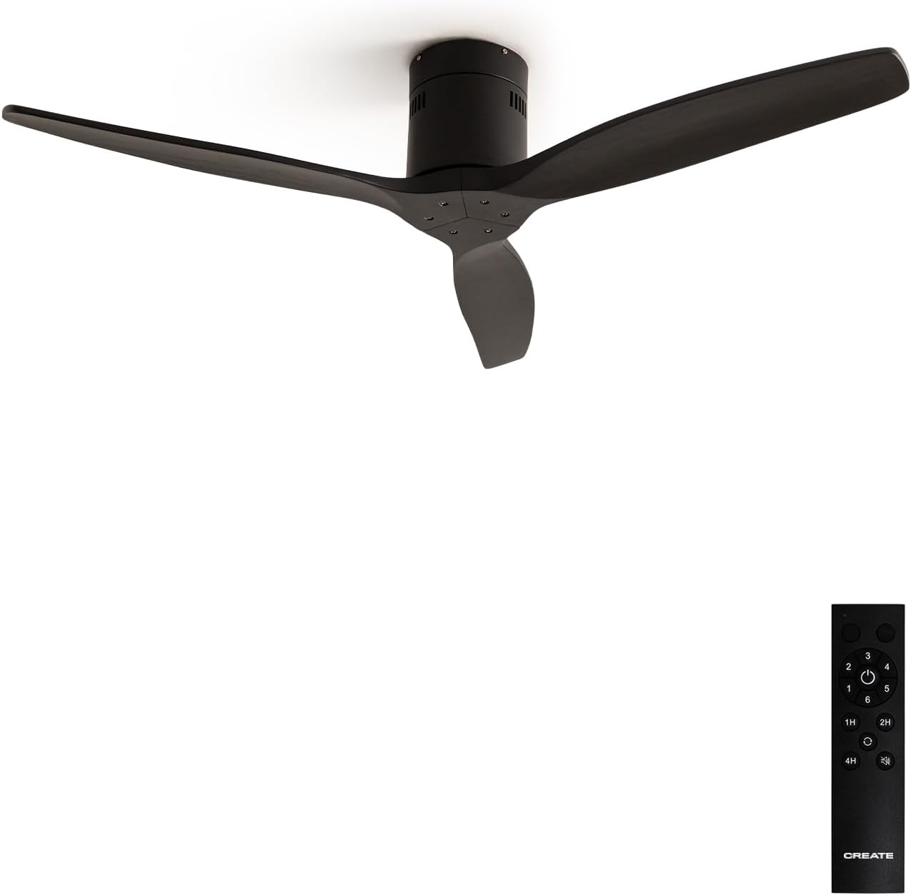 CREATE WINDCALM DC Ventilateur Plafond ABS Noir 40W Silencieux Ø132cm 6 Vitesses Minuterie Été-Hiver