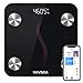 Produktbild VAVSEA Körperfettwaage Digital Personenwaage Bluetooth Körperanalysewaage mit App Smart Waage Digital für 14 Körperkennwerte Hochpräzisions Sensoren bis 180kg 400lb, Schwarz